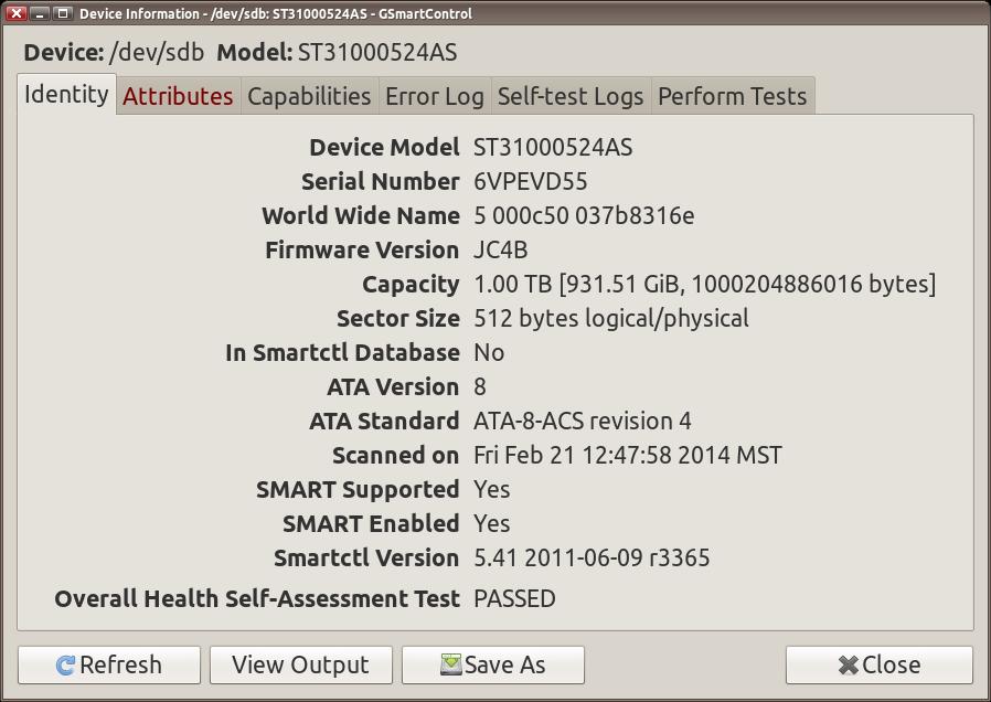 GSmartControl failing drive identity