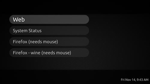 MythTV menu with Firefox entry